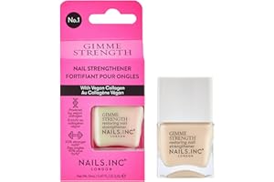 ‎NAILS INC Nails.INC Gimme Strength Nagelbehandlung, Wiederherstellung des Nagelstärkers mit veganem Kollagen, schimmernder Nagel-Textmarker, tierversuchsfrei, vegan