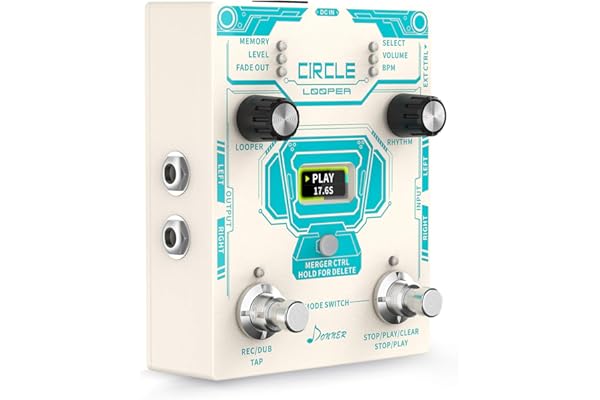 Donner Circle Looper Pédale d'effet de Guitare, 40 Boucleurs Max.160 minutes, Drum Machine, Overdubs illimités pour Guitare, Basse