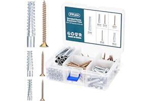 HSEAMALL 210 pièces Chevilles en métal Chevilles à vis Chevilles pour béton cellulaire Crochets à vis Porenbeton Chevilles (ancre murale en acier, argent, M5-M8)