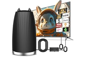 COOLFELL 2025 TV Aerial - Indoor TV Aerial with Signal Booster, Smart TV Antenna with 600+ Miles Range Reception, HD Antenna for Local Channels, Support 4K 1080P, with18ft Coaxial Cable, Support All TV