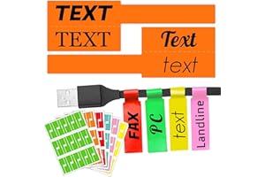 Xelparuc 180 PCS Cable Labels, Self-Adhesive Blank Waterproof Wire Write On Cord Labels Tags PC Computer Managet and Identification, Network Markers, Blue,Green,Orange,Pink,Red (ZMUK-150)