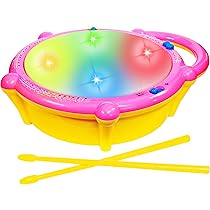 VGRASSP Flash Drum Toy with 2 Mallets for Kids | Multicolor 3D Lights | Dynamic Musical Instrument | Toy for Baby and Toddler
