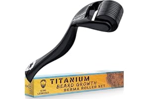 King Leonidas Beard Derma Roller per Uomo, Rullo Derma Micro-Needling in Titanio da 0,30 mm per la Crescita di Barba e Peli Facciali