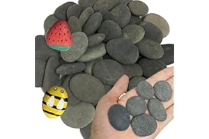 ruidinaways 800g Gray Natural Pebbles Gravel,Smooth Flat River Stones for Painting Arts and Crafts DIY Aquarium Decor Flowerpot Landscaping (2.5-4CM)