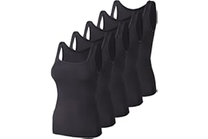 BQTQ 5 Pcs Tank Tops for Women Square Neck Sleeveless Undershirt Vest Tops for Women and Girls