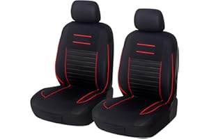 Upgrade4cars Coprisedili Auto Rosso Nero Anteriore Universali | Set Copri-Sedile Universale per Guidatore e Passeggero | Accessori Auto Interno