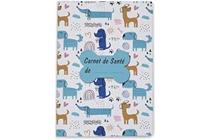 Nemau - Protège Carnet de Santé pour Chats, Chiens et Animaux Domestiques - Gomme Expansée - Fabriqué en France - Durable et Résistant - Modèle Chien Bleu