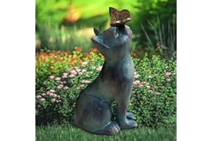 Pritok Chat Décoration Extérieur : Chat Mignon Top Papillon Sculpture Animal en Résine Imperméable pour la Maison Cadeaux Artisanat