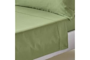 Homescapes Bio-Bettlaken moosgrün 180x290 cm, Satin-Betttuch ohne Gummizug, Haustuch aus 100% Bio-Baumwolle