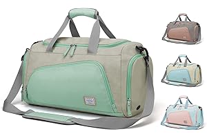 WindTook 40L Bolsa de Deporte Mujer Bolsa Viaje Mujer Bolsas de Gimnasia con Compartimento para Zapatos Impermeable Bolsa de Fin de Semana para Entrenamiento Travel Duffle Yoga Baile 53x27x27CM Verde