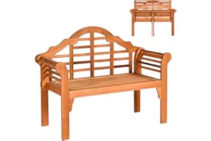 ‎COSTWAY COSTWAY Gartenbank klappbar, wetterfeste Holzbank aus Eukalyptus, 2-Sitzer Balkonbank, Sitzbank bis 360kg belastbar, Parkbank für Garten, Balkon, Terrasse