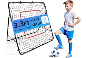 KAIDIDA Football Rebounder Net: 3.3FT/4FTFootball Training Net with Kickback Target Goal Adjustable Portable Football Equipment for Kids Adults