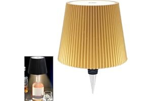AIMARS Wireless Bottle Lamp, LED Wine Bottle Lamp, Rechargeable Touch Control Wireless Bottle Lampshade with 3 Color Temperatures, for Bedroom, Restaurant, Bar (Gold, 1-Pack)