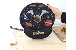 WONDEE Harry Potter Tappetino Mouse Ergonomico con Design Snitch Dorata, Nimbus 2000 e altro - Regali di Harry Potter, Tappetino Mouse in Gel con Poggiapolsi, Mouse Pad di Harry Potter