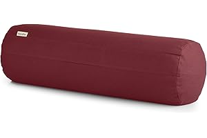 basaho Yoga Bolster Yogarolle | Bio-Baumwolle | Buchweizenschalen | Abnehmbarer und waschbarer Bezug | Yoga Rolle Yogakissen