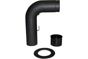 KAMINO-FLAM Kamino - Flam – Juego de tubos para chimenea o estufa de leña (Codo con válvula, doble pared forro y rosetón) – resistente a altas temperaturas – negro mate