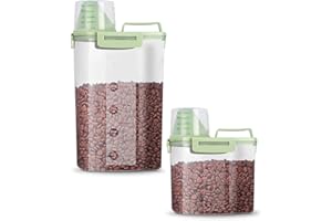 jutyum 2Pcs Contenitore Crocchette Cane 3+1.7L, Contenitori per Alimenti, Barattoli Cucina, Dispenser Detersivo Lavatrice, Organizer Cucina, Trasparente Contenitore Crocchette Gatto con Misurino