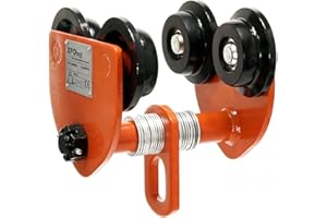 XPOtool Chariot porte-palan manuel HD - 215 x 230 x 215 mm - capacité de charge 1000 kg - Largeur de la bride réglable 75-125 mm - pour Pont roulant