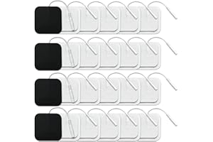Scettar 24 Pièces Électrodes TENS 40x40mm,Électrodes de Remplacement Autocollants pour électrostimulateur TENS et EMS,Connecteur 2 mm pour Détendre les Muscles