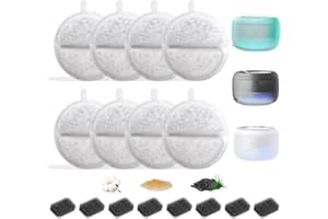 Hantoc 16 Pezzi Filtri Fontanella per Gatti, 8 Pezzi di Filtro a Carbone e 8 Pezzi di Spugna in Schiuma per 2.5L Fontana Apetgo-3 & ‎F-016B Filtri Fontanella con Resina e Carboni Attivi