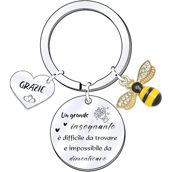 Portachiavi Regalo Per Insegnante Con Incisione 'Un Grande Insegnante è Difficile Da Trovare', In Acciaio Inossidabile Argento, Diametro 3cm - 4