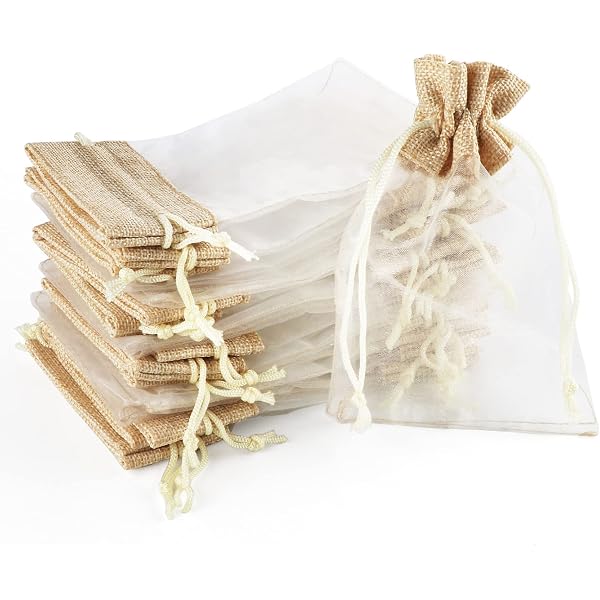 JijAcraft Creme Organzasäckchen 10x15cm: Geschenksäckchen Mit Zugban Transparent Schmucksäckchen 100 Stück Organza Beutel Hochzeit Zum Befüllen Geschenk Bonbon