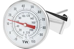 THERMOMETER WORLD Termometro per latte, ideale per formaggio, latte, yogurt, latticini, per baristi, lunghezza sonda 170 mm