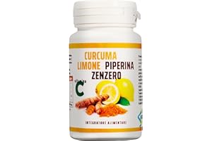 NATURAL SPRINT Curcuma Piperina e Vitamina C plus Limone e Zenzero. Dose Forte di Curcuma 5000 mg e Vitamina C + Piperina + Zenzero 130 Compresse Vegane Senza Zuccheri e senza Glutine, Made in Italy