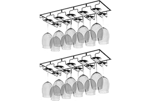 AcornFort W16 Lot de 2 porte-verres à vin sous Armoire avec 5 Rangées 10 coupes pour Cuisine, Bar, Restaurant Noir