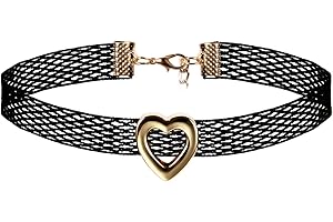 JewelryWe Jewellery Women's Choker Necklace, 18 mm / 25 mm / 35 mm Wide Velvet Lace Choker Chain Tattoo Punk Gothic Collar Black