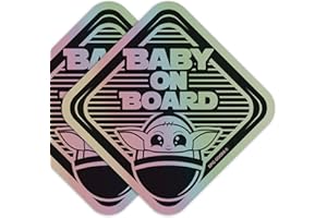 EPIC Goods Cute Baby On Board große holografische Aufkleber [2er-Pack] Baby-Geschenk-Set – Sicherheitsschild für Autofenster, LKW, Van, Stoßstange, Flasche, Wasserflasche (holografisches Silber)