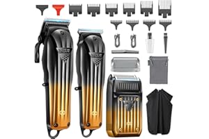 VGR 644 Cortapelos Profesional para Hombres, Recortadora de Barba Inalámbrica & Afeitadora Eléctrica, Kit de Corte de Cabello Recargable de 3 Piezas con Pantalla LED