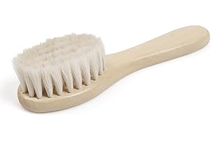 GRÜNSPECHT Ziegenhaarbürste für Babys und Kleinkinder, extra weich, aus Holz und Ziegenhaar, Baby Erstausstattung Neugeborene, Milchschorf, Baby Haarbürste, Pflegeset (520-00)