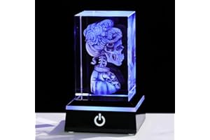 MOVDYKA Crystal 3D Skeleton Decor Gifts Skull Women Engraved Paperweight Figurines LED Lights for Her Gothic Lovers Gifts Christmas Birthday Halloween