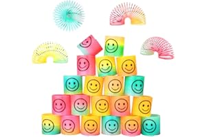 flintronic 24Pcs Rainbow Spring Toy, Spring Party Bag Fillers Rainbow Mini Smile Toys, Smile Rainbow Games Springy Party Favour for Kids Boys Girls Party Gift Prizes
