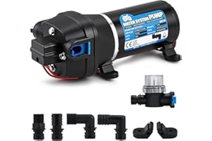 Mxmoonant 12V Bomba de Agua de Membrana, Bomba de Refuerzo de 2.8Bar, 132W, 17L/min, Autocebante, con Protección contra Sobrecarga, para Caravanas, Autocaravanas, Barcos, Riego, Circulación