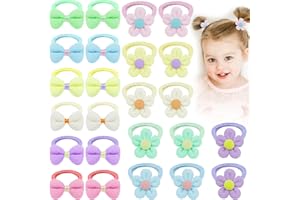 Kinretixia® 24 Stück Baby-Haargummis, Bunte Sonnenblumen-Haargummis, Haarschleifen mit weichem, nahtlosem Pferdeschwanzhalter für Kleinkinder, Babys, Mädchen