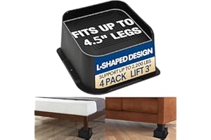 aspeike 3 inch Bed Furniture Risers, 7.5 cm Heavy Duty Bed Raising Blocks-1100 lbs / 500 kg Capacity Large L-Shape Sturdy & Durable for Tables, Couches, Sofas 4 Pcs Bed Raisers for Extra Storage Space