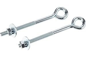 MERRIWAY Bulk Hardware BH03591 Bullone a Occhiello con Dado e Rondella, 100 mm, Bianco, Set di 2