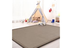 ‎TT HOME TT Home Crawling Mat Baby Room Rug Play Mat Children Plain Colours Non-Slip Fluffy Colour: Beige Size: 140 x 200 cm