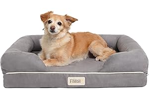 Friends Forever Orthopedic Dog Bed Lounge Sofa Removable Cover 100% Suede Mattress Memory-Foam With Bolster Rim Premium Prestige Edition
