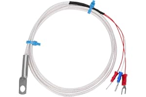 YUNSEITY PT100 Temperature Sensor, Stainless Steel Three Wire System PT100 Temperature Probe Thermistor, -50℃-300℃ Range, 6mm/0.24" Diameter(1M)