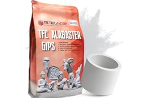 ‎TFC TROLL FACTORY TFC Alabaster Gips, naturweiß, 5 kg I Gießmasse für Silikonformen, zum Bemalen und Modellieren, Handabdruck, Babybauch I sehr fein