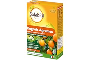 SOLABIOL Engrais Agrumes - 750g - Favorise La Fructification - Nutrition Longue Durée - Jusqu'à 60% De Fruits En Plus - Utilisable En Agriculture Biologique SOAGY750