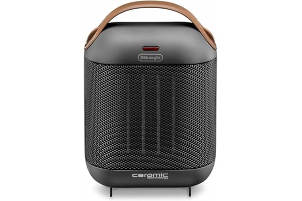 DeLonghi Radiateur céramique HFX30C18.AG | Chauffage mobile pour un apport de chaleur rapide et sélectif | 2 niveaux de puissance | Fonction antigel | Puissance 1 800 W, Gris (Anthracite)