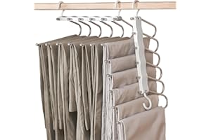 Sternstunde 6 en 1 Cintre Pantalon, Gain De Place, Porte Pantalon Coulissant, Ceintres, Cintre Multifonctionnel Crochet Hook, Rangement Pantalon