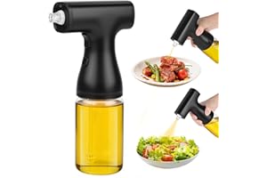 Dreamhigh® 2 In 1 Elettrico Spruzzino per Olio da Cucina, 250 ml Spruzzatore Olio per Friggitrice Aria, Bottiglia di Olio D'oliva In Vetro per Cucina, Friggitrice ad Aria, Insalata e Barbecue