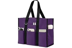Becokan Grand sac fourre-tout imperméable pour femme avec 12 poches à fermeture éclair sur le dessus pour enseignant, infirmière, travail