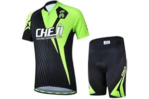 Uncle Lee Maillot de Cyclisme Ensemble de Enfant Garçon Fille Maillot Cyclisme(Manches Courtes + Short Rembourré)