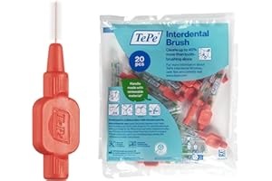 Brossettes Interdentaires TePe, Extra Souples, Rouge, 0.5mm/ISO 2, 20pcs, élimine efficacement la plaque dentaire entre les dents, pour espaces serrés